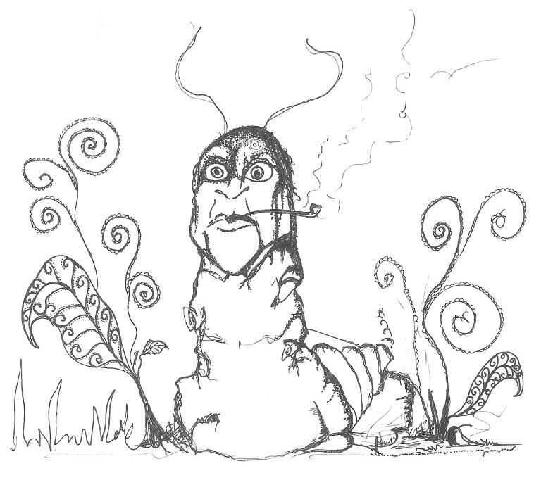 pipe or hookah-smoking caterpillar